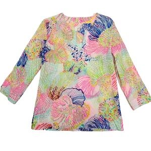 Lilly Pulitzer Amelia Island Vibrant Multicolor Tunic Top Sz Medium